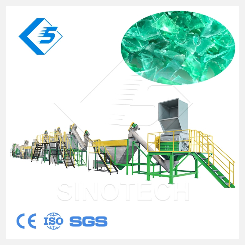 Recycling machine processing PET flakes